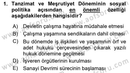 Çalışma İlişkileri Dersi 2024 - 2025 Yılı Yaz Okulu Sınav Soruları 1. Soru