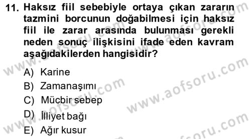 İş Sağlığı ve Güvenliği Dersi 2014 - 2015 Yılı Tek Ders Sınav Soruları 11. Soru