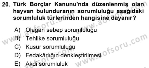 İş Sağlığı ve Güvenliği Dersi 2015 - 2016 Yılı Tek Ders Sınav Soruları 20. Soru