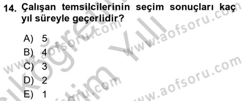 İş Sağlığı ve Güvenliği Dersi 2016 - 2017 Yılı 3 Ders Sınav Soruları 14. Soru