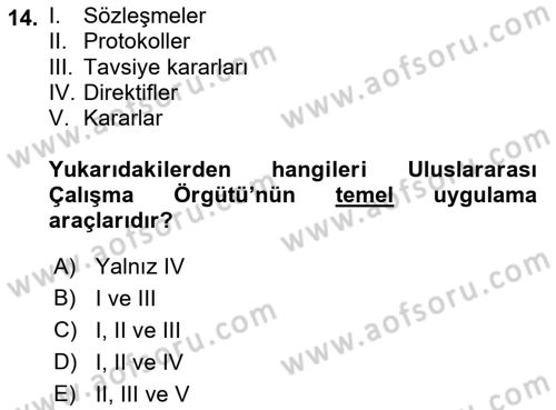 İş Sağlığı ve Güvenliği Dersi 2017 - 2018 Yılı 3 Ders Sınav Soruları 14. Soru