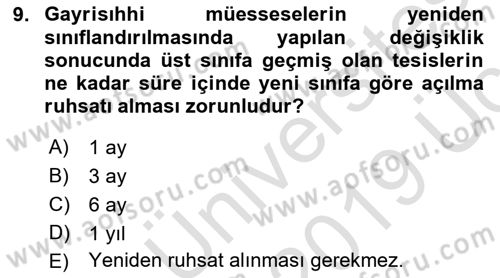 İş Sağlığı ve Güvenliği Dersi 2018 - 2019 Yılı 3 Ders Sınav Soruları 9. Soru