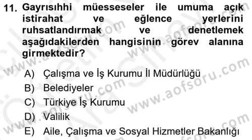 İş Sağlığı ve Güvenliği Dersi 2018 - 2019 Yılı (Vize) Ara Sınav Soruları 11. Soru