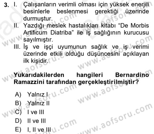 İş Sağlığı ve Güvenliği Dersi 2018 - 2019 Yılı (Vize) Ara Sınav Soruları 3. Soru
