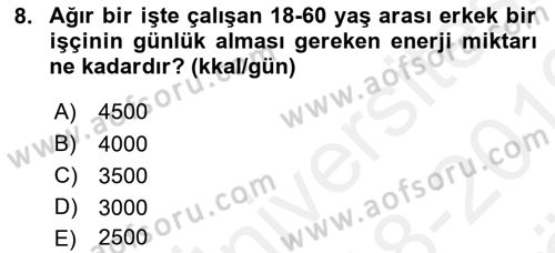 İş Sağlığı ve Güvenliği Dersi 2018 - 2019 Yılı (Vize) Ara Sınav Soruları 8. Soru