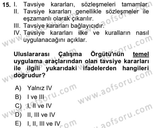 İş Sağlığı ve Güvenliği Dersi 2018 - 2019 Yılı (Final) Dönem Sonu Sınav Soruları 15. Soru