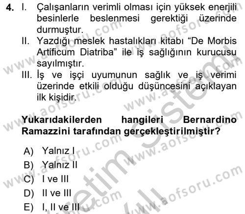 İş Sağlığı ve Güvenliği Dersi 2018 - 2019 Yılı Yaz Okulu Sınav Soruları 4. Soru