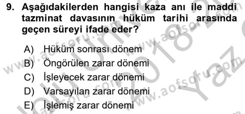 İş Sağlığı ve Güvenliği Dersi 2018 - 2019 Yılı Yaz Okulu Sınav Soruları 9. Soru