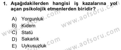 İş Sağlığı ve Güvenliği Dersi 2020 - 2021 Yılı Yaz Okulu Sınav Soruları 1. Soru