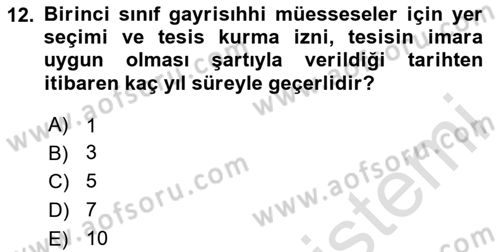İş Sağlığı ve Güvenliği Dersi 2020 - 2021 Yılı Yaz Okulu Sınav Soruları 12. Soru