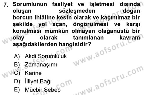 İş Sağlığı ve Güvenliği Dersi 2020 - 2021 Yılı Yaz Okulu Sınav Soruları 7. Soru