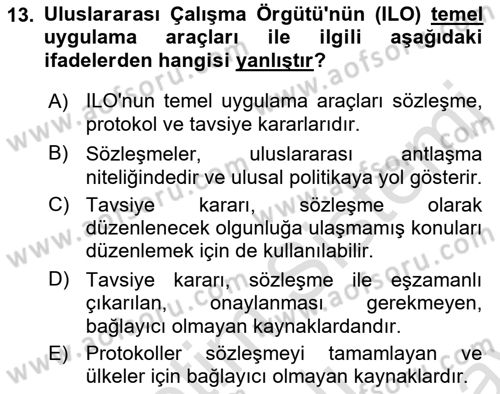 İş Sağlığı ve Güvenliği Dersi 2021 - 2022 Yılı (Final) Dönem Sonu Sınav Soruları 13. Soru