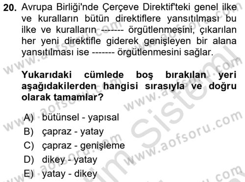 İş Sağlığı ve Güvenliği Dersi 2021 - 2022 Yılı (Final) Dönem Sonu Sınav Soruları 20. Soru