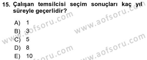 İş Sağlığı ve Güvenliği Dersi 2021 - 2022 Yılı Yaz Okulu Sınav Soruları 15. Soru