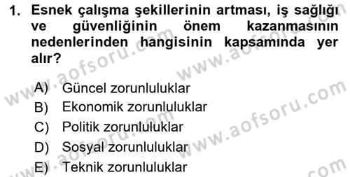 İş Sağlığı ve Güvenliği Dersi 2023 - 2024 Yılı (Final) Dönem Sonu Sınav Soruları 1. Soru
