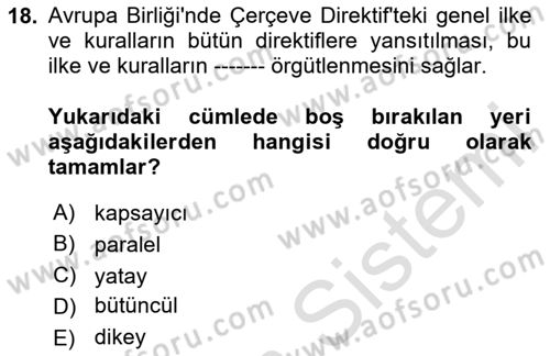 İş Sağlığı ve Güvenliği Dersi 2023 - 2024 Yılı Yaz Okulu Sınav Soruları 18. Soru