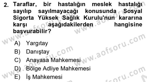 İş Sağlığı ve Güvenliği Dersi 2024 - 2025 Yılı (Final) Dönem Sonu Sınav Soruları 2. Soru