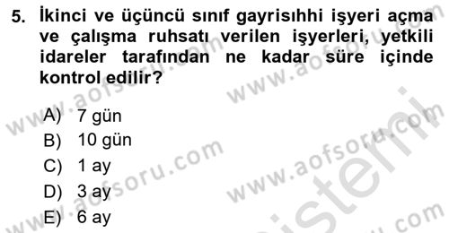 İş Sağlığı ve Güvenliği Dersi 2024 - 2025 Yılı (Final) Dönem Sonu Sınav Soruları 5. Soru