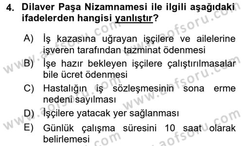İş Sağlığı ve Güvenliği Dersi 2024 - 2025 Yılı Yaz Okulu Sınav Soruları 4. Soru