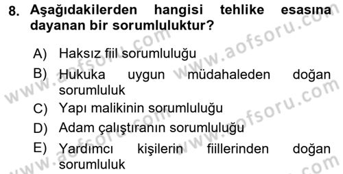 İş Sağlığı ve Güvenliği Dersi 2024 - 2025 Yılı Yaz Okulu Sınav Soruları 8. Soru