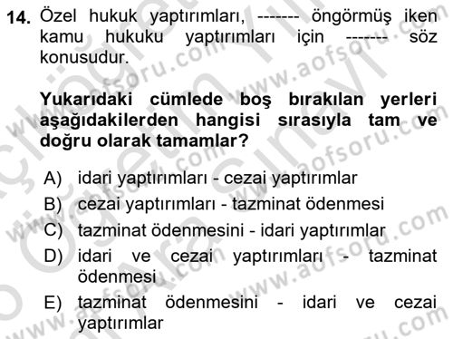 İş Sağlığı ve Güvenliği Dersi 2025 - 2026 Yılı (Vize) Ara Sınav Soruları 14. Soru