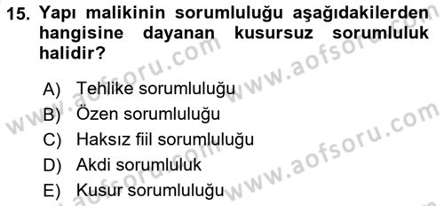 İş Sağlığı ve Güvenliği Dersi 2025 - 2026 Yılı (Vize) Ara Sınav Soruları 15. Soru
