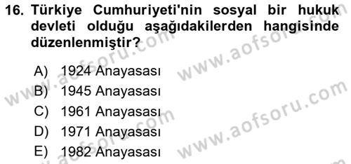 İş Sağlığı ve Güvenliği Dersi 2025 - 2026 Yılı (Vize) Ara Sınav Soruları 16. Soru