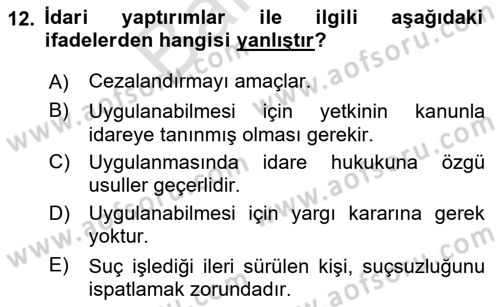 İş Sağlığı ve Güvenliği Dersi 2025 - 2026 Yılı (Final) Dönem Sonu Sınav Soruları 12. Soru