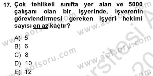 İş Sağlığı ve Güvenliği -x Dersi 2014 - 2015 Yılı Tek Ders Sınav Soruları 17. Soru
