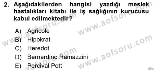 İş Sağlığı ve Güvenliği -x Dersi 2016 - 2017 Yılı 3 Ders Sınav Soruları 2. Soru