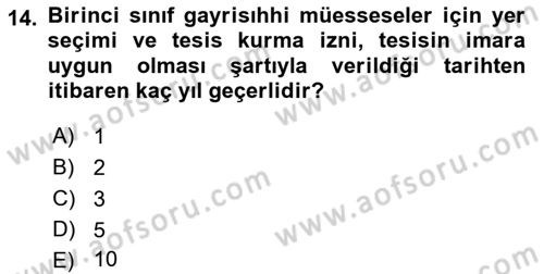 İş Sağlığı ve Güvenliği -x Dersi 2018 - 2019 Yılı 3 Ders Sınav Soruları 14. Soru
