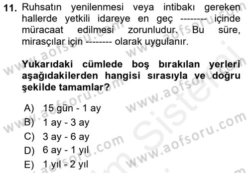 İş Sağlığı ve Güvenliği -x Dersi 2018 - 2019 Yılı (Final) Dönem Sonu Sınav Soruları 11. Soru