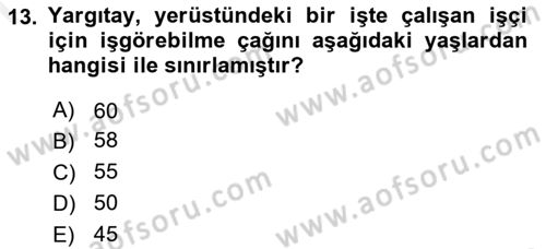 İş Sağlığı ve Güvenliği -x Dersi 2018 - 2019 Yılı (Final) Dönem Sonu Sınav Soruları 13. Soru