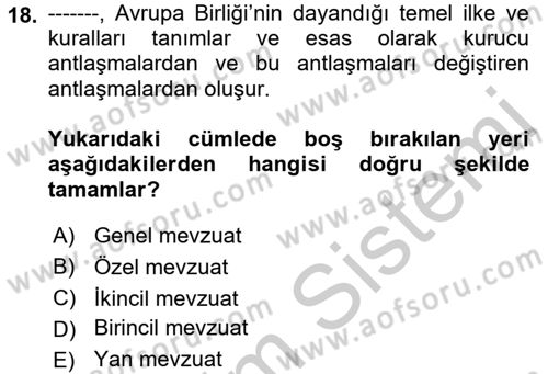 İş Sağlığı ve Güvenliği -x Dersi 2018 - 2019 Yılı Yaz Okulu Sınav Soruları 18. Soru