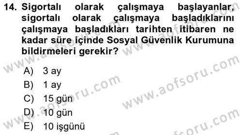 İş Sağlığı ve Güvenliği -x Dersi 2023 - 2024 Yılı (Vize) Ara Sınav Soruları 14. Soru