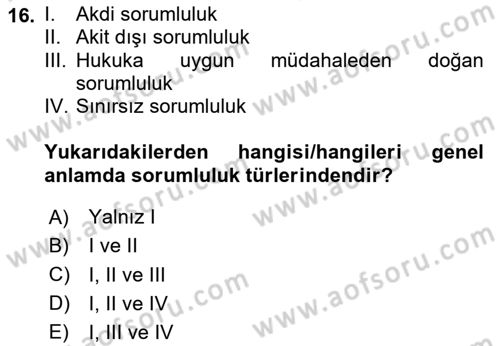 İş Sağlığı ve Güvenliği -x Dersi 2023 - 2024 Yılı (Vize) Ara Sınav Soruları 16. Soru