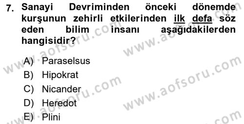 İş Sağlığı ve Güvenliği -x Dersi 2023 - 2024 Yılı (Vize) Ara Sınav Soruları 7. Soru