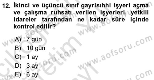 İş Sağlığı ve Güvenliği -x Dersi 2023 - 2024 Yılı Yaz Okulu Sınav Soruları 12. Soru
