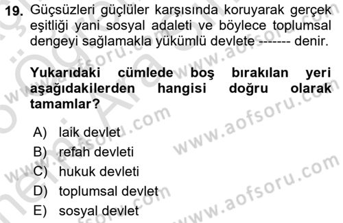 İş Sağlığı ve Güvenliği -x Dersi 2024 - 2025 Yılı (Vize) Ara Sınav Soruları 19. Soru