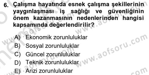 İş Sağlığı ve Güvenliği -x Dersi 2024 - 2025 Yılı (Vize) Ara Sınav Soruları 6. Soru