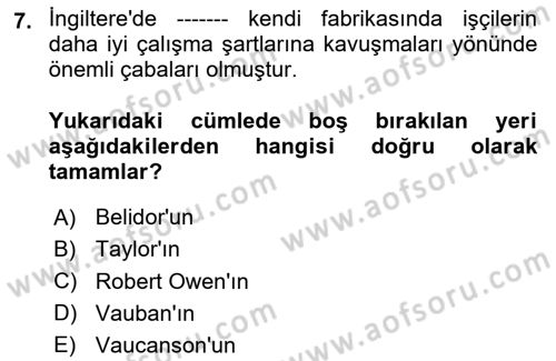 İş Sağlığı ve Güvenliği -x Dersi 2024 - 2025 Yılı (Vize) Ara Sınav Soruları 7. Soru