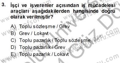 Çalışma İlişkileri Tarihi Dersi 2013 - 2014 Yılı (Vize) Ara Sınav Soruları 3. Soru