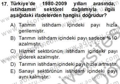 Çalışma İlişkileri Tarihi Dersi 2013 - 2014 Yılı (Final) Dönem Sonu Sınav Soruları 17. Soru