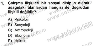 Çalışma İlişkileri Tarihi Dersi 2014 - 2015 Yılı (Final) Dönem Sonu Sınav Soruları 1. Soru