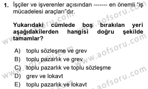 Çalışma İlişkileri Tarihi Dersi 2017 - 2018 Yılı 3 Ders Sınav Soruları 1. Soru