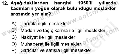 Çalışma İlişkileri Tarihi Dersi 2017 - 2018 Yılı 3 Ders Sınav Soruları 12. Soru