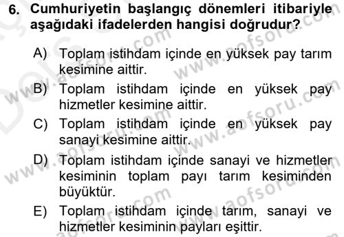 Çalışma İlişkileri Tarihi Dersi 2017 - 2018 Yılı 3 Ders Sınav Soruları 6. Soru