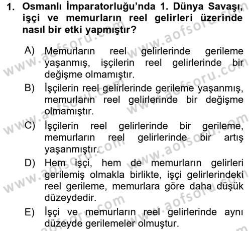 Çalışma İlişkileri Tarihi Dersi 2017 - 2018 Yılı (Vize) Ara Sınav Soruları 1. Soru