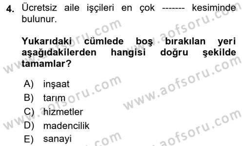 Çalışma İlişkileri Tarihi Dersi 2017 - 2018 Yılı (Vize) Ara Sınav Soruları 4. Soru