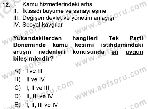 Çalışma İlişkileri Tarihi Dersi 2019 - 2020 Yılı (Vize) Ara Sınav Soruları 12. Soru
